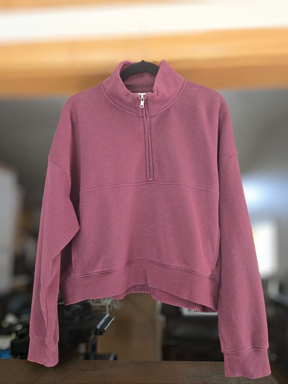 No Boundries Women's Half-Zip Pullover Sweatshirt - Plum Size XXL